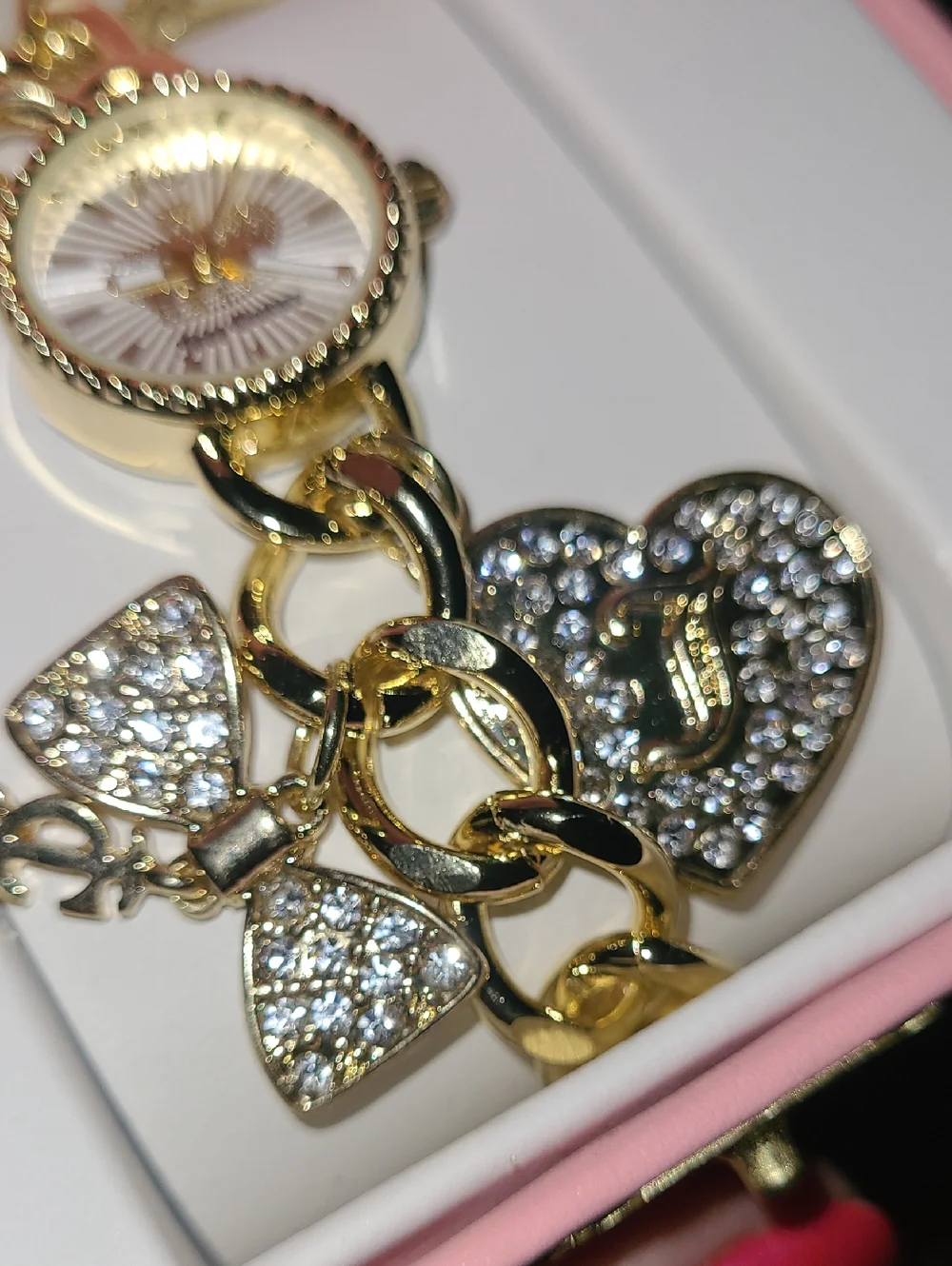 Juicy Couture Gold-Tone Charm Bracelet Watch